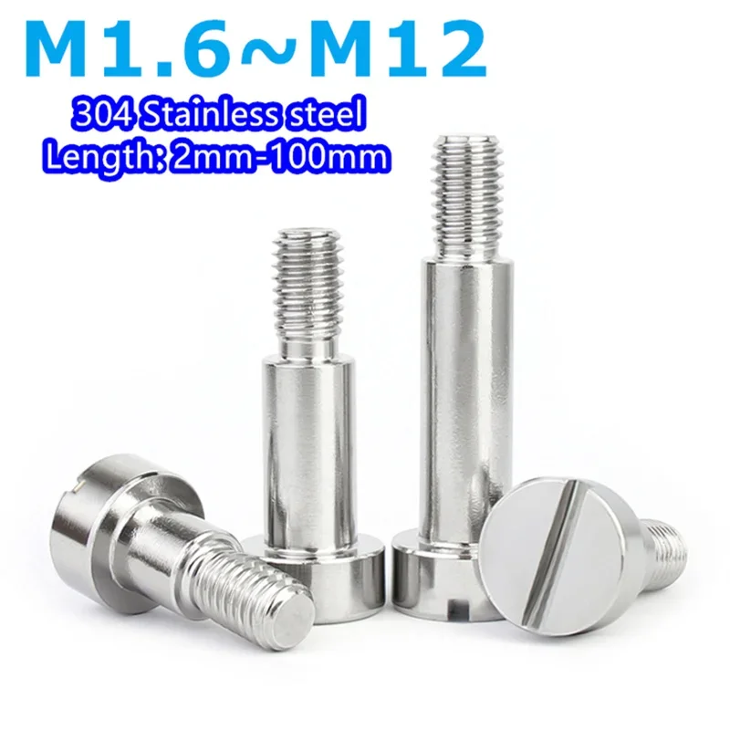 304 Stainless Steel Slotted Set Screws With Shoulder Step Screws Plug Limit Screws Cup Head Bearing Bolts M1.6 -M12