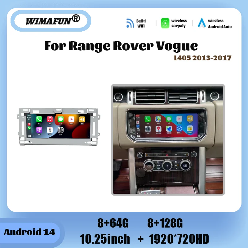 10.25inch Android 14 for Range Rover vogue L405 2013-2017 Car GPS navigation Radio screenMultimedia player Carplay Android Auto