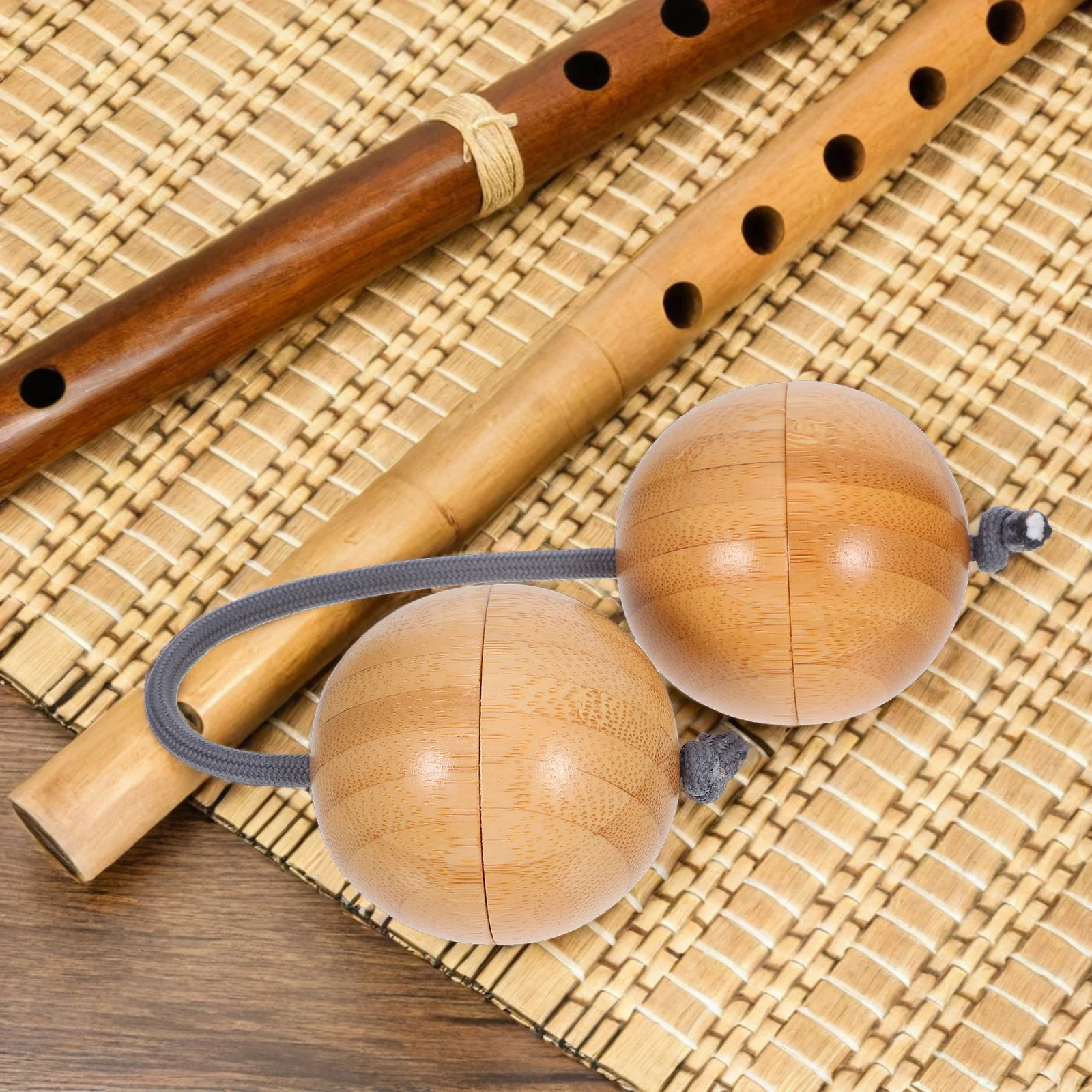 

Bamboo Percussion Shaker Double Gourd Rhythm Maker Aslatua Handheld African Shaker For Music Performers Adults Portable