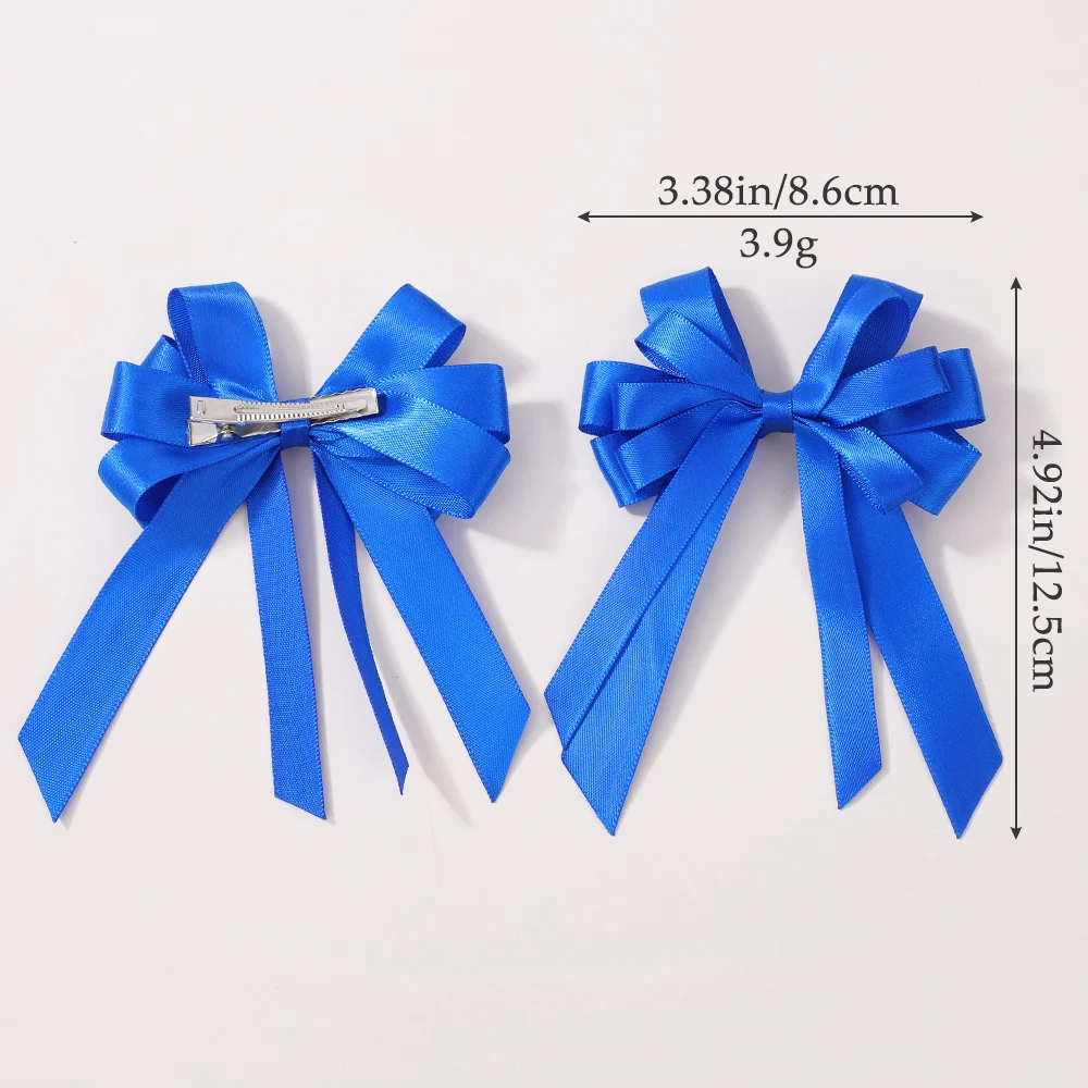 2Pcs Gorgeous Flower Bows Hair Clips Exquisite Tassel Ribbon Hairgripes Girls Party Decoration Hair Accessories - Image 6