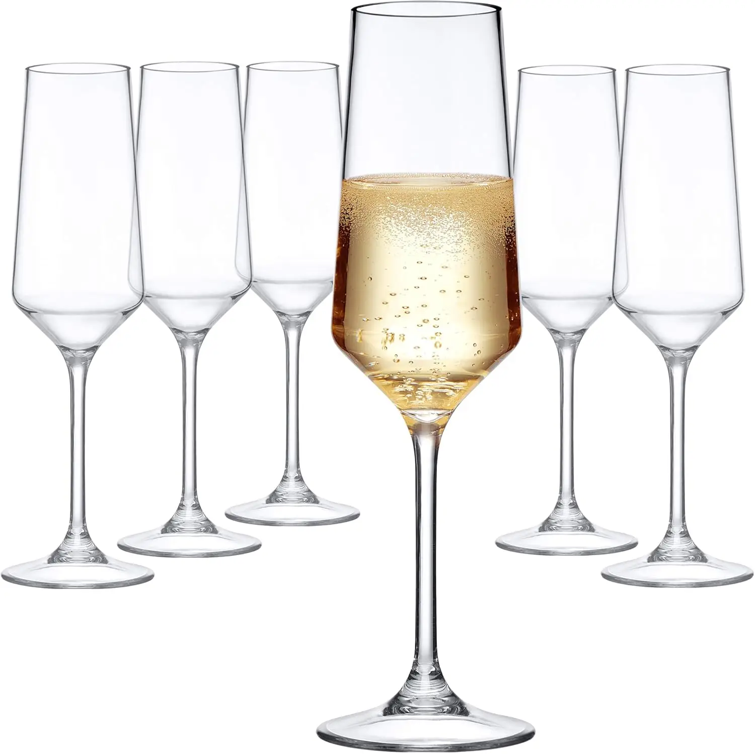 

Stella 8oz Unbreakable Tritan Champagne Flutes (Set of 6), BPA-Free, Dishwasher-Safe, Reusable, Ideal for Outdoor & Picnic