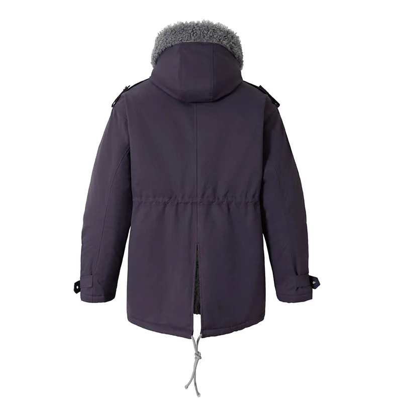 Vintage Zimowe Ciepłe Parki z Wełny Jagnięcej Streetwear Harajuku Casualowe Kurtki Męskie Termiczne