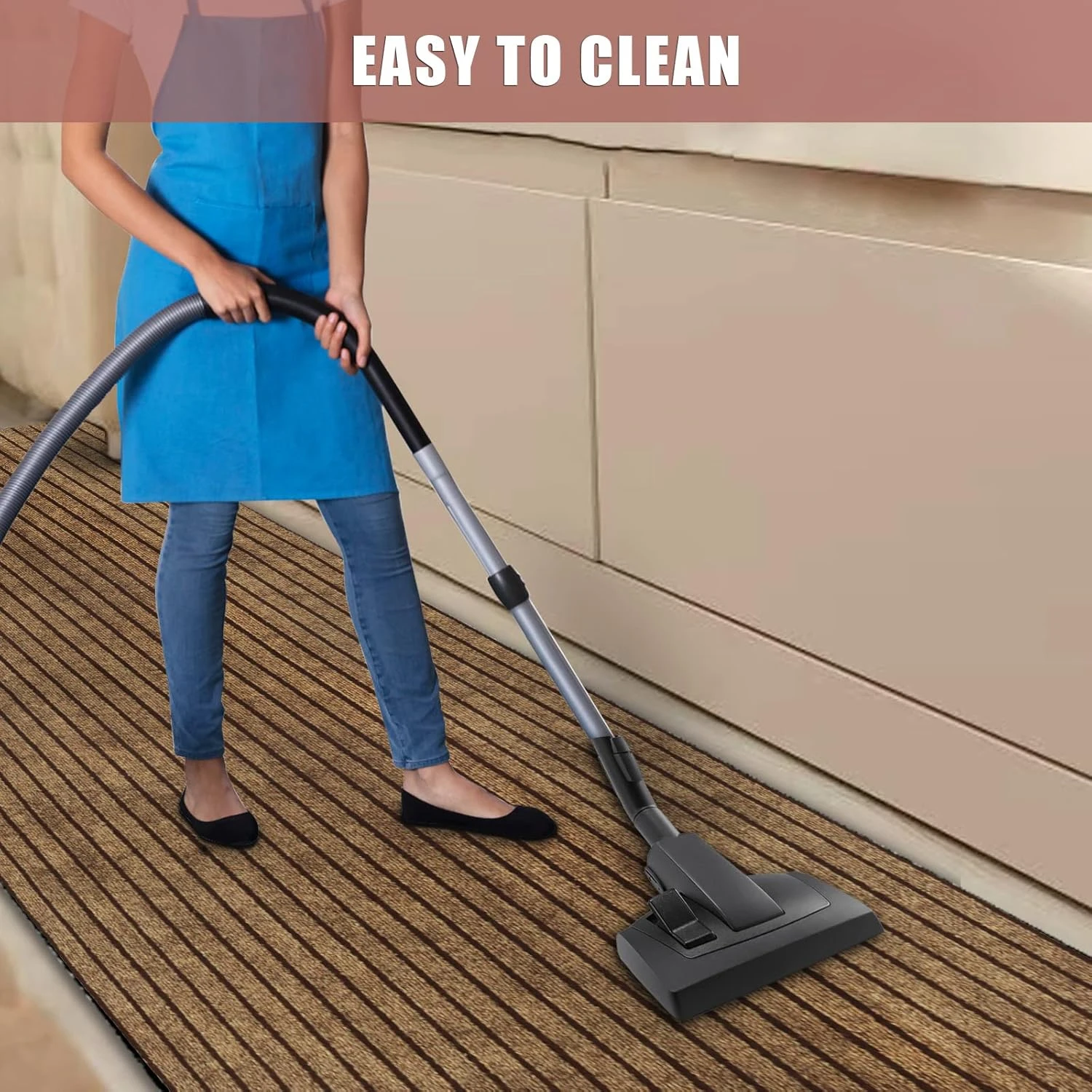 سجادة باب مخططة منزلية، سجادة أرضية المطبخ، غير قابلة للانزلاق ومقاومة للماء، سهلة التنظيف، يمكن تخصيص القطع المجاني