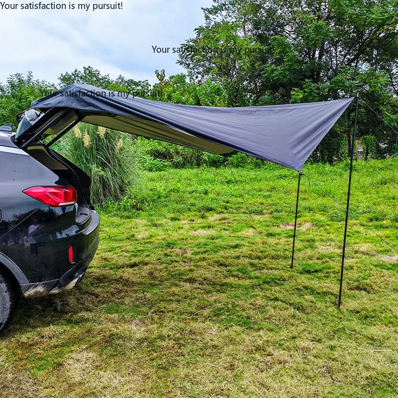 For Self-driving Camping SUV Side Suction Tarp, Silver & Black Coated Sun Protection Awning, Car Rear Tent view 5