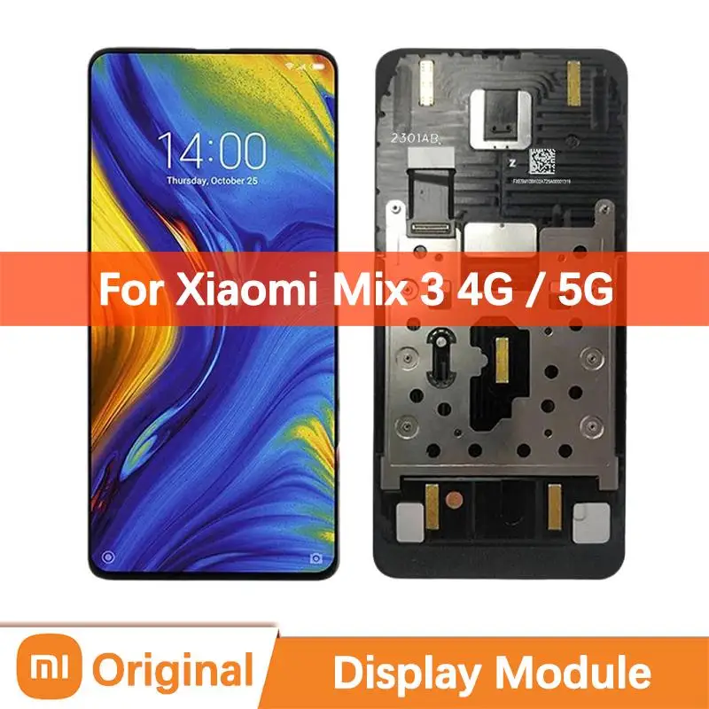 

6.39"Original AMOLED Display For Xiaomi Mi Mix 3 Screen Touch Panel Screen Digitizer Assembly M1810E5A M1810E5GG Xiaomo Mix 3 5G