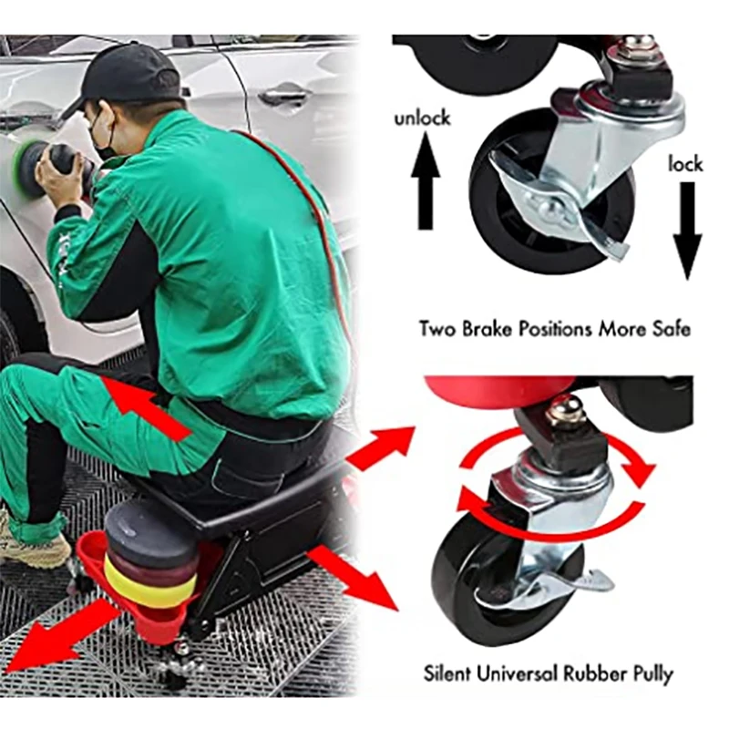 Car Multi-Function Chair Mechanic For Wax Polishing Projects Car Creeper Stool Chair Mobile Creeper Seat Car Wash Supplies