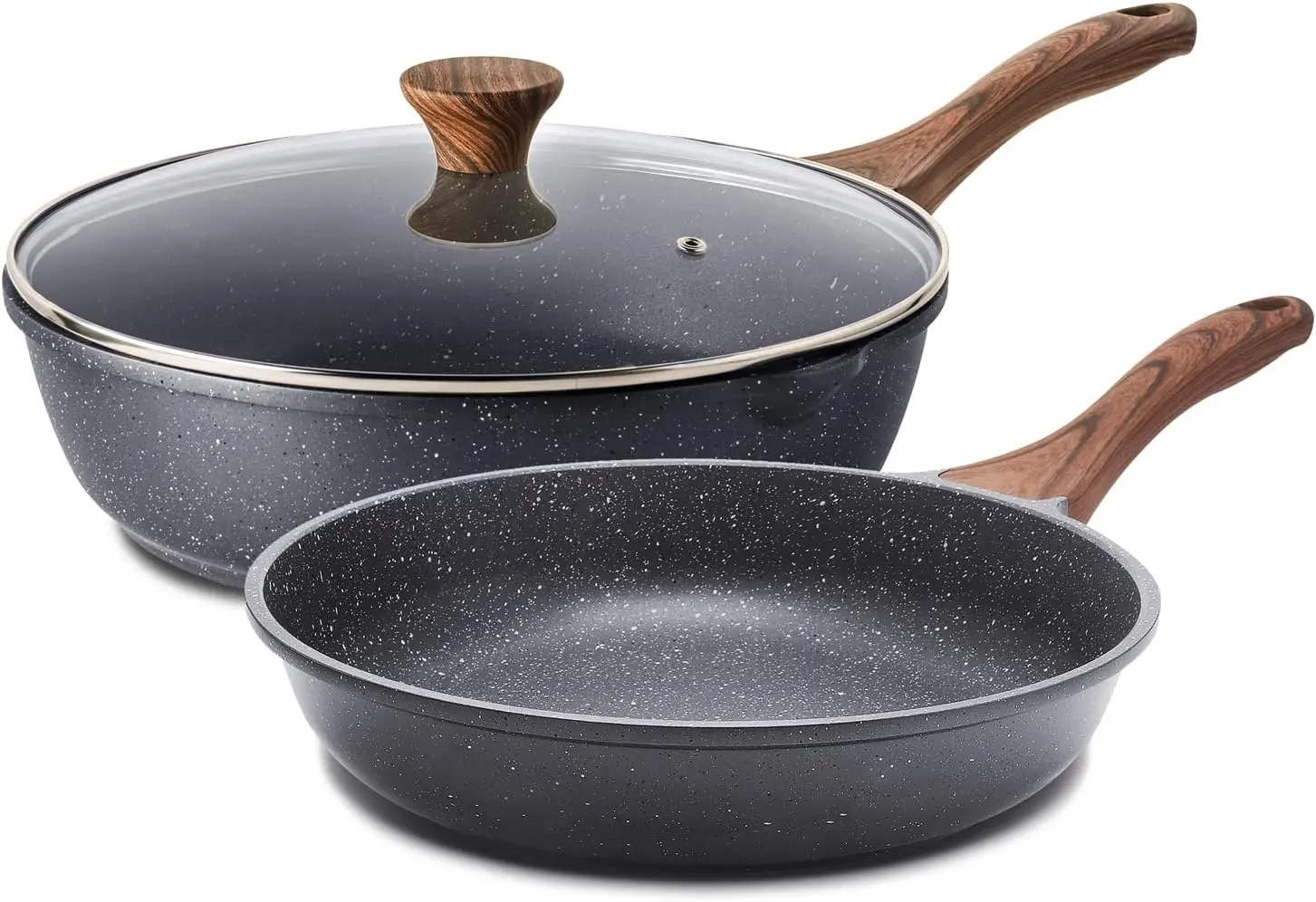 

Nonstick Frying Pan Skillets, Swiss Granite Coating Omelette Pans, Healthy Cookware, Free of Intentionally Added PFOA (9.5 Inch