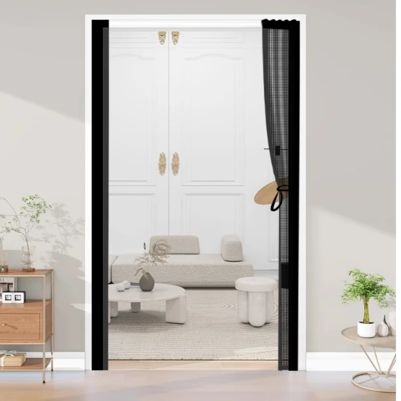 Customized Mosquito-Proof Magnetic Door Curtain, Velcro Fiberglass Mesh Self-Priming Partition Gauze Curtain