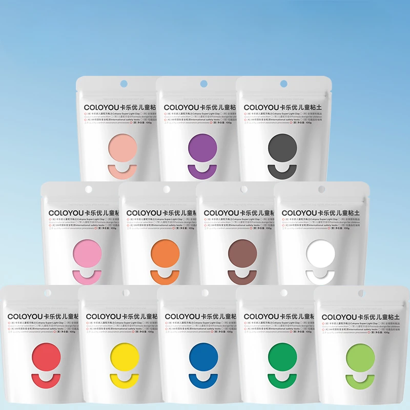100g/ Bag 12 Color Ultra Light Clay for Children Non-toxic Safe Monochrome Non-stick Hand Plasticine DIY Handmade Raw Materials