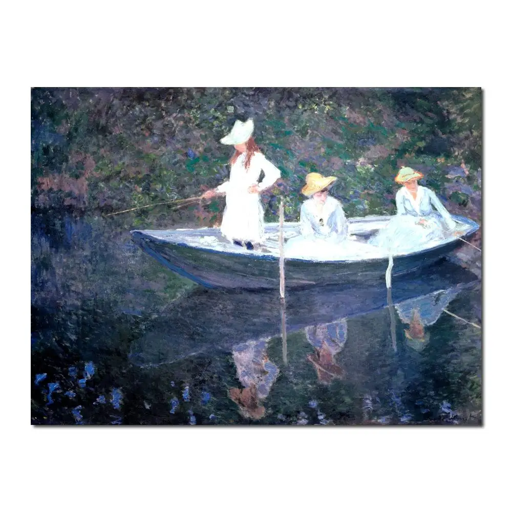 

High quality Claude Monet paintings for sale In the Norvegienne Boat at Giverny Canvas art hand-painted