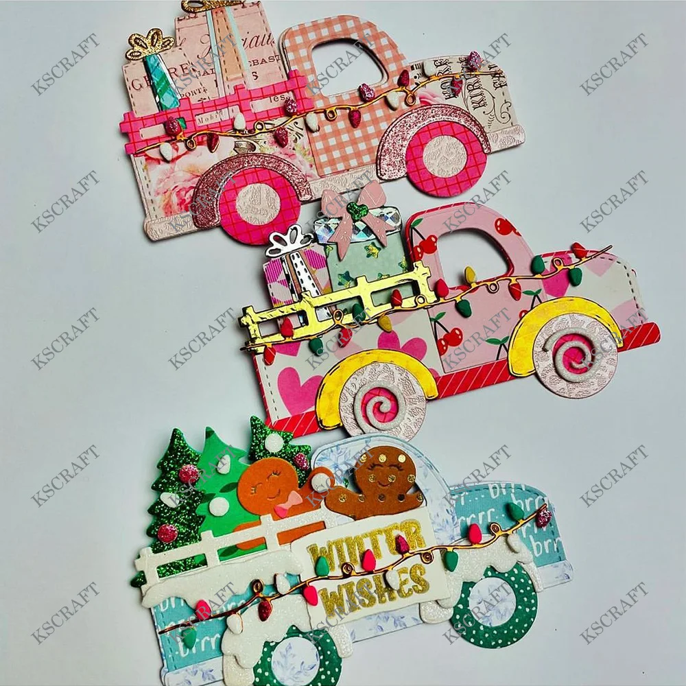 KSCRAFT Truck Box Card Christmas Add On Cutting Dies Stencils for DIY Scrapbooking Decorative Embossing DIY Paper Cards