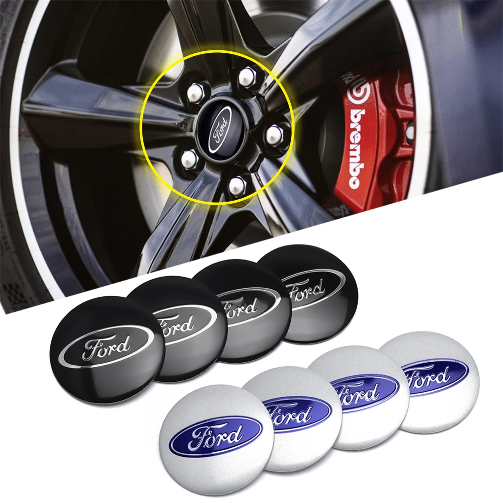 4pcs 56mm Auto Logo Aluminium Alloy Stickers Car Wheel Hub Center Cap Decal Decoration For Ford Focus MK2 MK3 Mondeo Escape Kuga