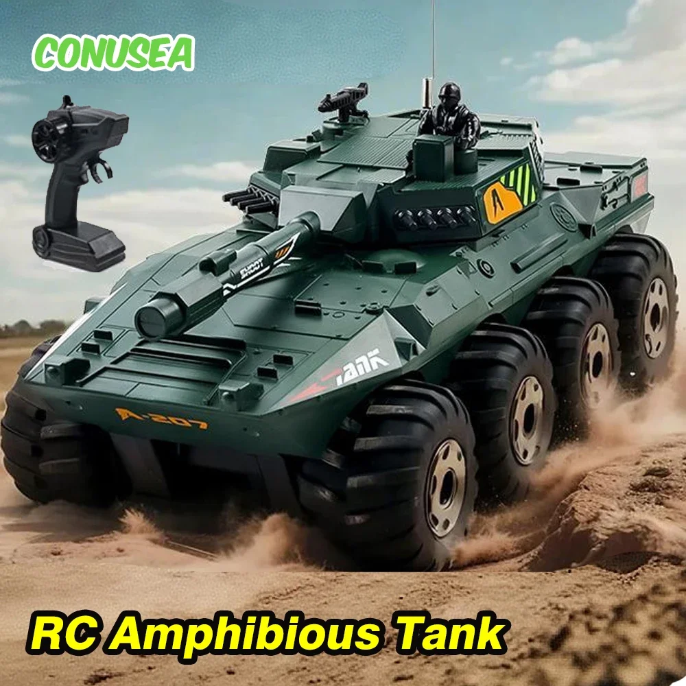 Large Rc Tank Buggy Car 1/32 Radio Control Car Remote Control Truck Amphibious Armored Vehicle 8WD Electric Model Toys for Boys