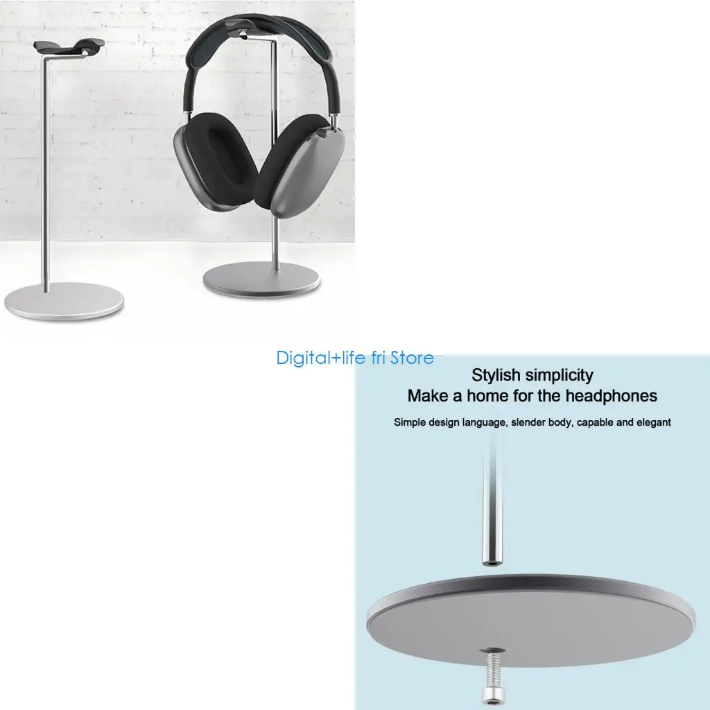 E06D Unisex Headphone Stand Headset Holder Earphone Stand Headrest Headset Desktop Stand Base for w/Aluminum Supporting