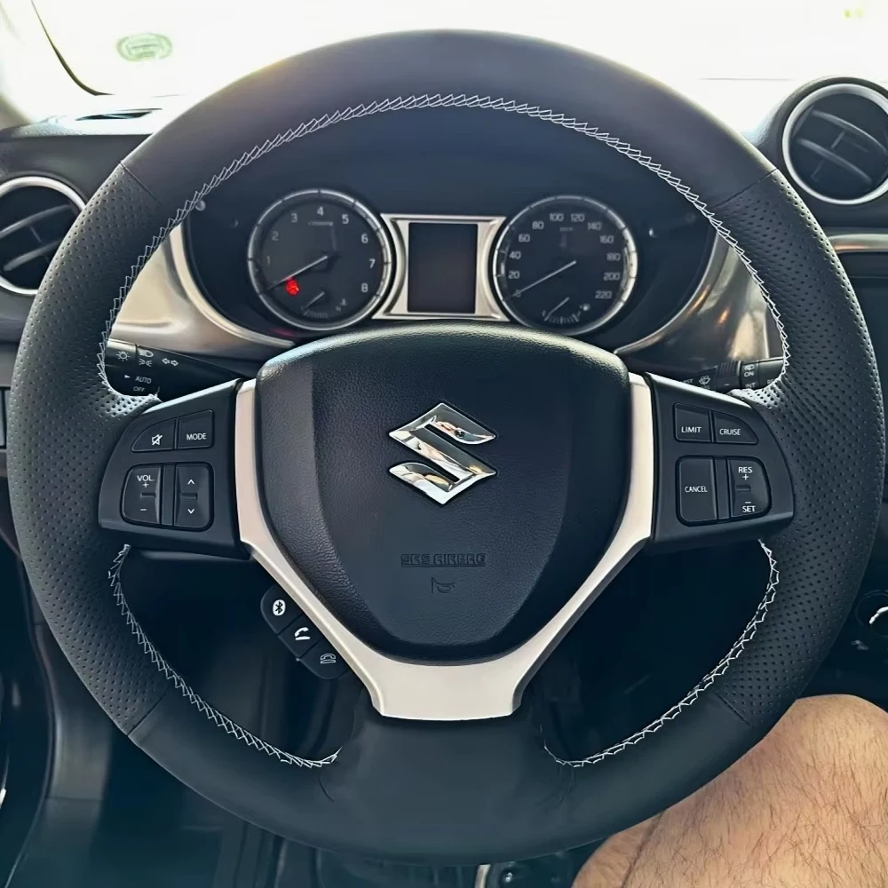 Customized Car Steering Wheel Braid Cover Hand Sewing Microfibre Leather For Suzuki Vitara 2019 Escudo LY 4th Gen 2018 2017 2016
