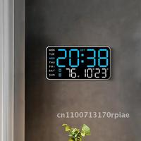 Large Digital Wall Clock with Week Date Temperature Display Voice Control LED Alarm Brightness Adjustable 12/24H Format