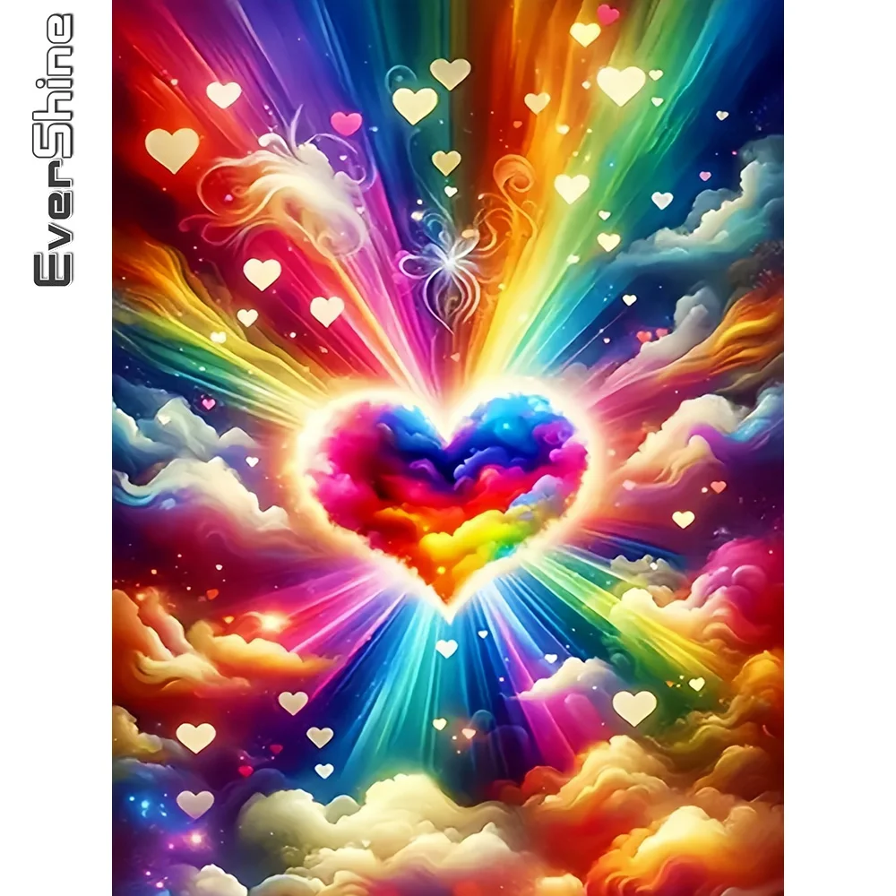 EverShine Novelty 2024 Diamond Painting Heart Cloud Cross Stitch Mosaic Landscape Complete Kit DIY Embroidery Colorful Wall Art