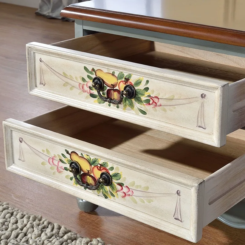 American TV cabinet solid wood coffee table combination set, master bedroom floor cabinet storage simple and versatile rural