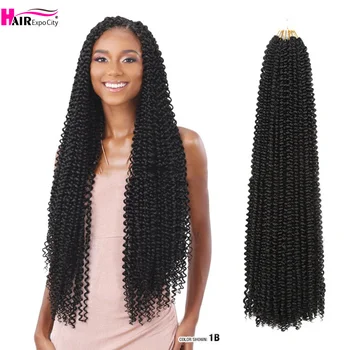 Wasserwellen-Häkelhaar, Bohemian-Stil, 76,2 cm, synthetische Flechthaarverlängerungen, vorgedrehte Passion Twist Braids Hair Expo City