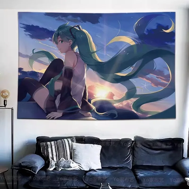 100x70cm Hot Hatsune New Miku Miku Hanging Cloth Background Cloth Bedroom Room Transformation Girl Heart Wall Cloth Tapestry