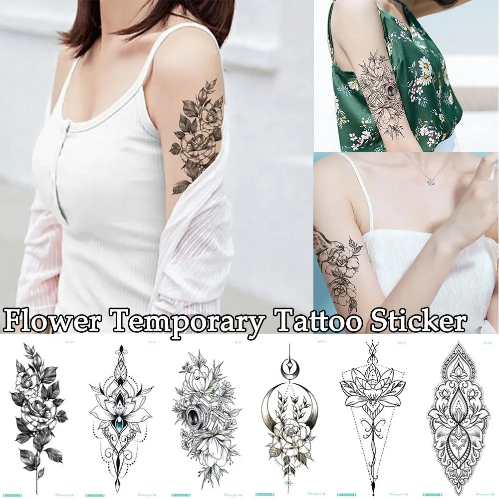 Fashion Waterproof Unisex Sexy Girls Leg Sketches Arm Rose Temporary Tattoo Flower Body Art Tattoo Sticker