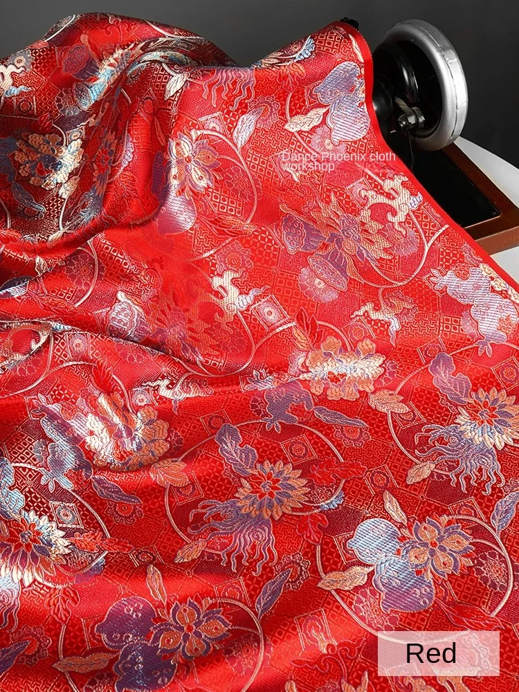 Jacquard Fabric Chinese Red Jacket Imitation Song Brocade Apparel Sewing Fabric Wholesale Cloth Meters Diy Material