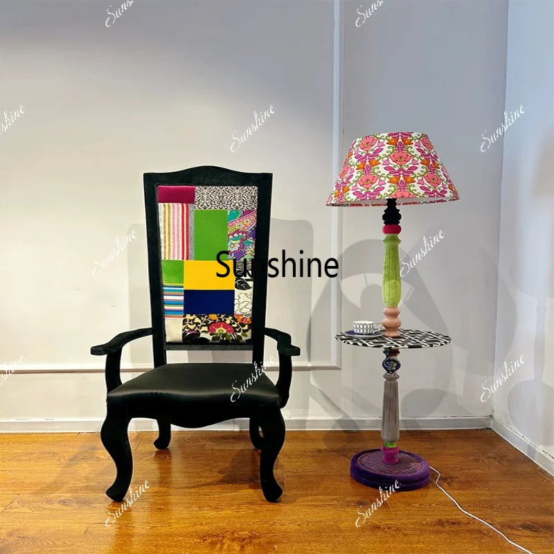 

Color home, high back Western restaurant dining chair European solid wood reading