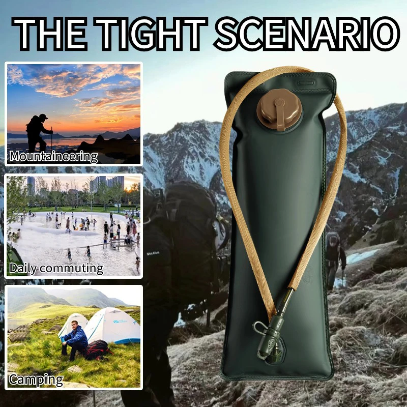 Outdoor Green 2L Hydration Bladder for Running & Cycling - Eco-Friendly PEVA Material Water Reservoir Pack Insert with Bite Valve & 93CM Water Pipe