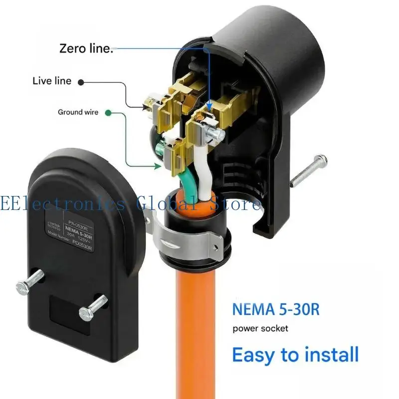 462B NEMA 5 30R 30Amp Power Connectors 125V Industrial Equipment with Angled Design
