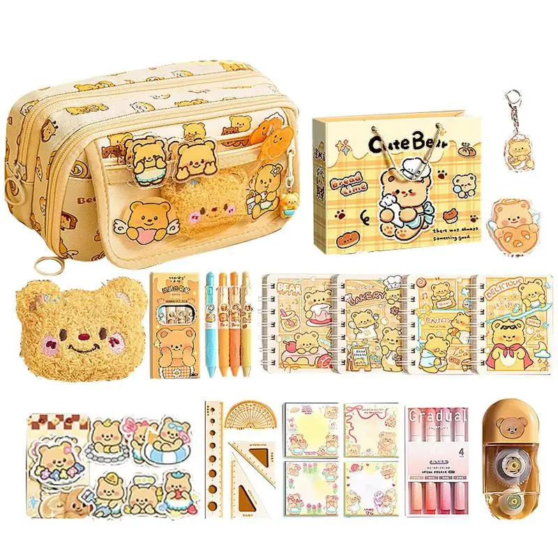 Bear Pattern Design  Pencil Case Pouch Pencil Holder Large Capacity School Stationery Organizer for Teen Boy Men Women Adult
