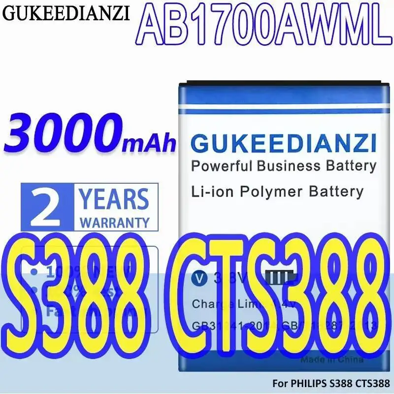 

AB1700AWML Fast Charging 3000Mah Mobile Phone Battery For Philips S388 CTS388
