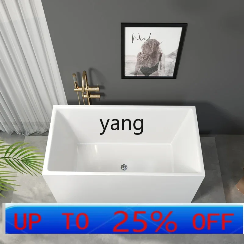 

LMM Square Bathtub Home Use Acrylic Seamless Integrated Deepened Small Apartment Mobile Embedded