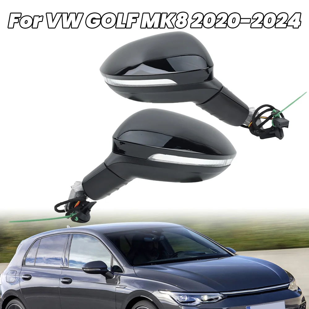 

6 Pins Rearview Mirror Assembly For Volkswagen Golf 8 MK8 2020-2024 Black With Turn Signal Light Side Mirror Car Accessories