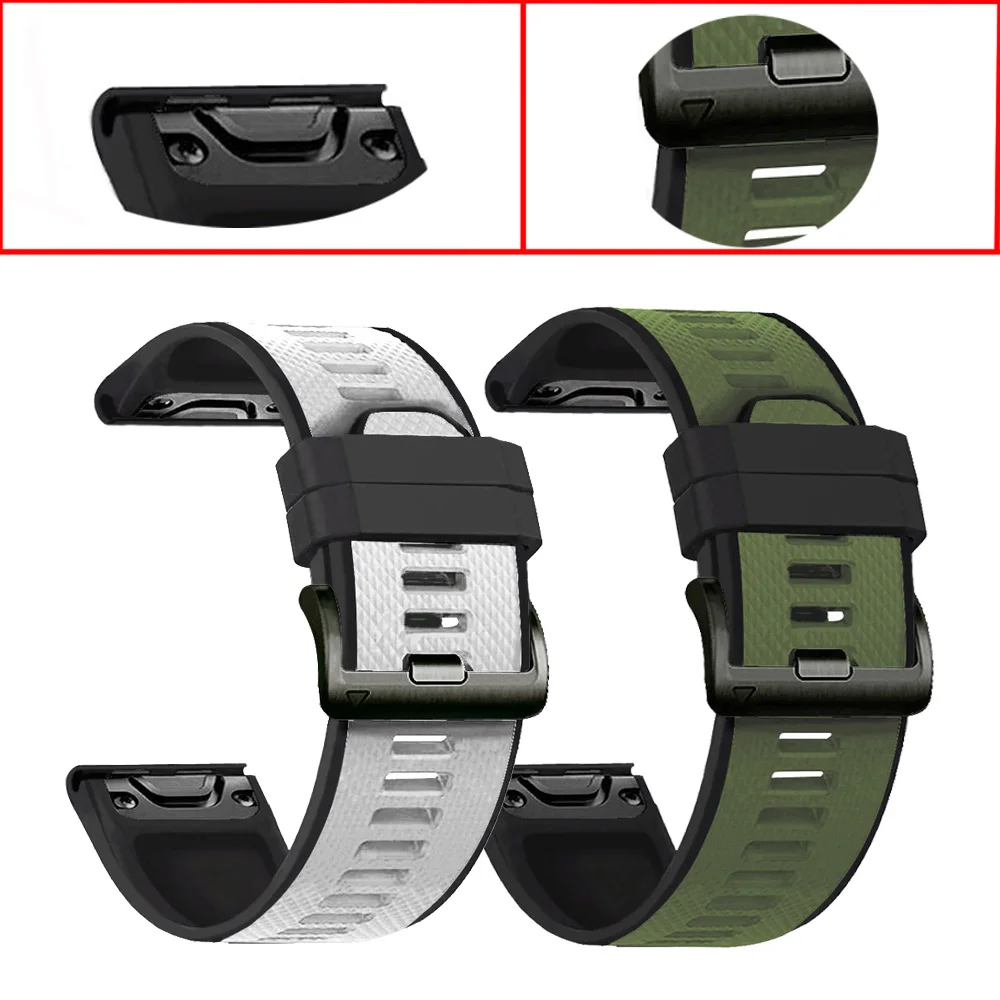 26mm Quick Release Silicone Watchband Strap for Garmin Fenix 6X Pro/Fenix 5X Plus/3 3HR/TACTIX DELTA/Enduro/D2 Bravo Smart Watch