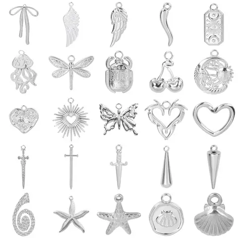10pcs/Lot No Fade Metal Charm Sword Marine Organism Stainless Steel Pendants For Jewelry Making Supplies Animal Charms Findings
