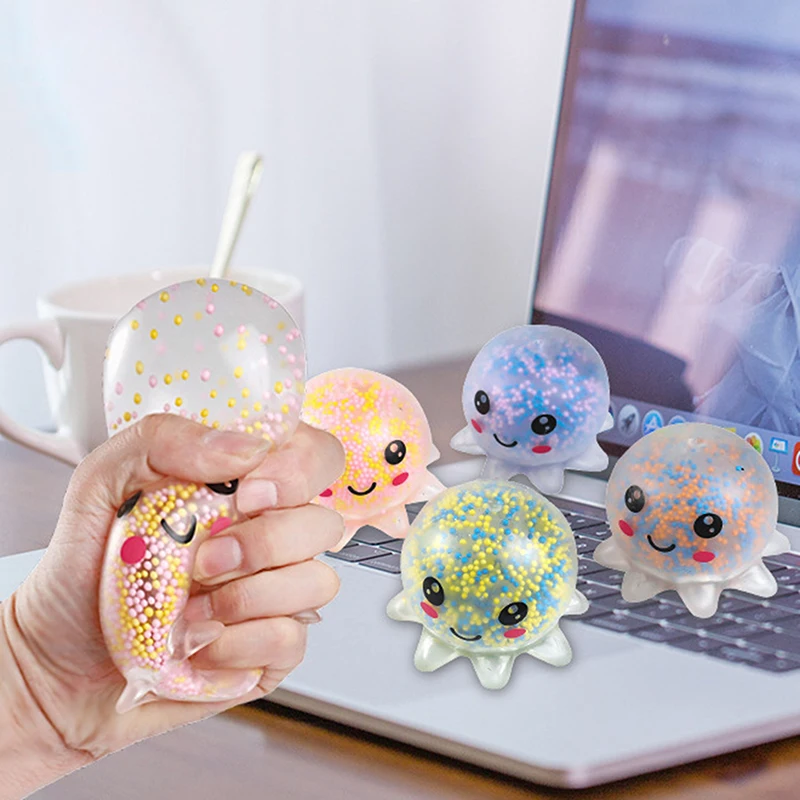 1PC Glowing Light Squid Vent Ball Squeeze Toys Decompression Toy Bubble Octopus Ball Stress Relief Toy Gift for Kids