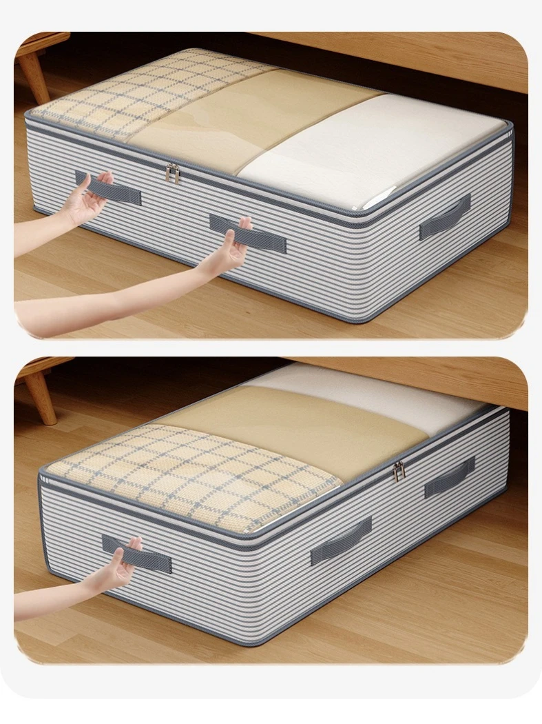 Large Storage Organizer Bag -Heavy-Duty Non-Woven Fabric with Clear Window, Multi-Layer Clothing Organizer for Closet, Under-Bed