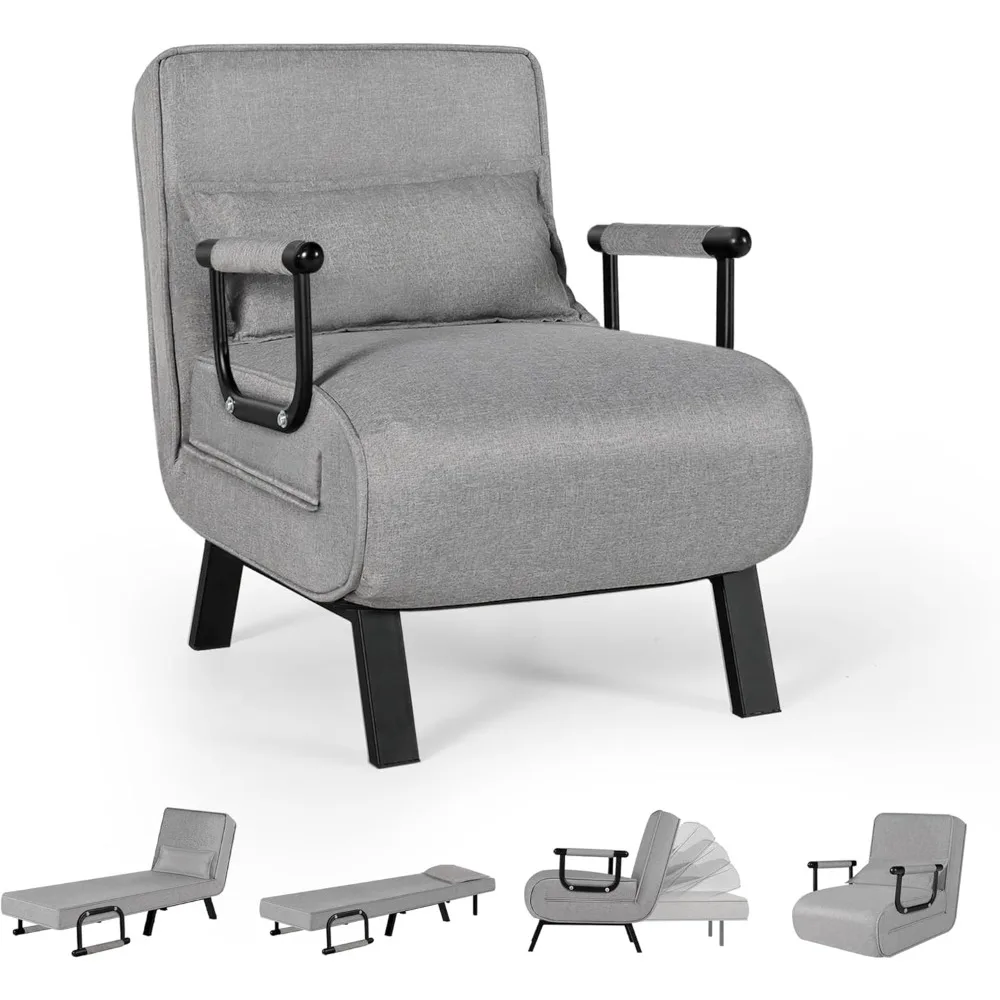 

Convertible Sofa Sleeper Chair Bed, Chaise Lounge Couch, 5 in 1 Folding Bed with 5-Position Adjustable Backrest & Pillow, Floor