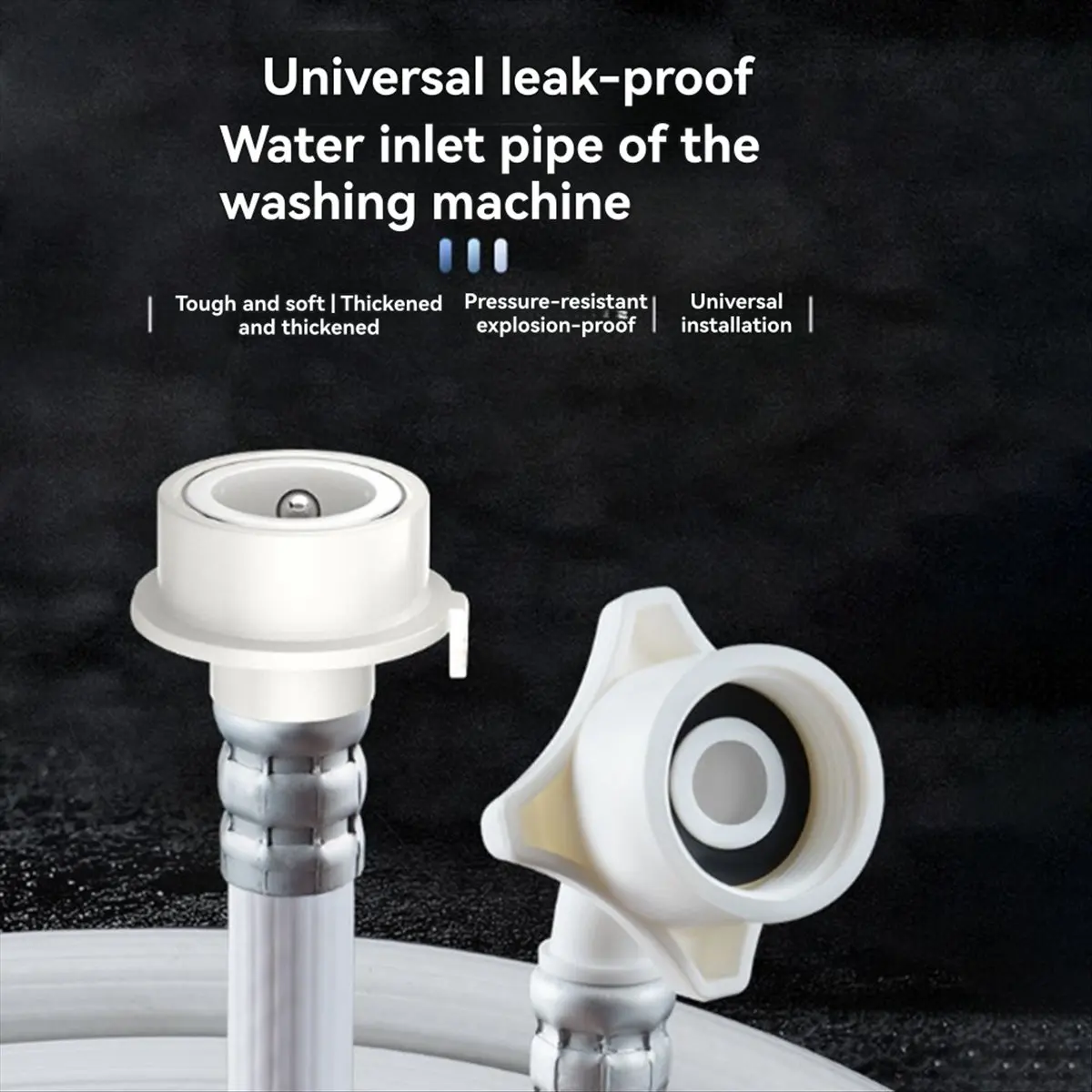 طول خرطوم مدخل المياه للغسالة، أنبوب غسالة عالمي، موصل أنبوبي، خرطوم PVC، لون أبيض، طول طويل 2 متر #3