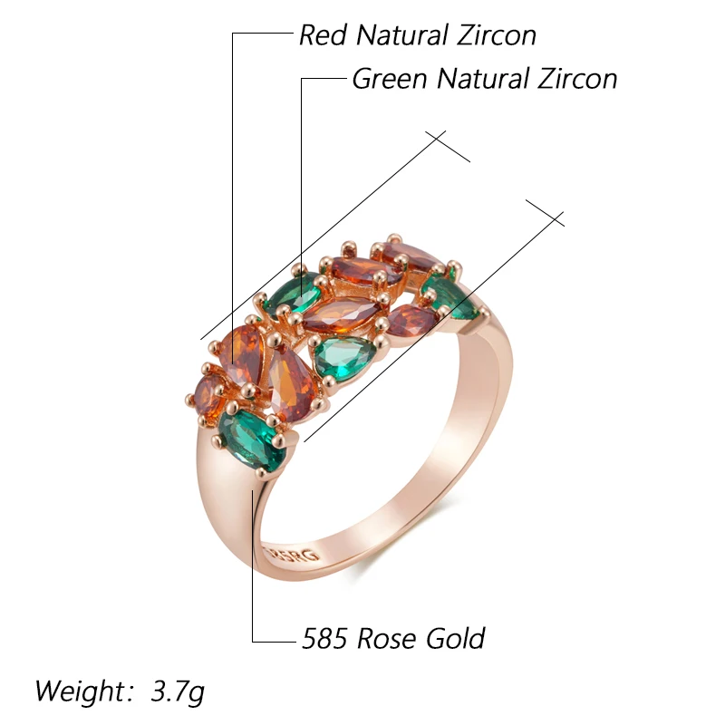 Kinel Hot Shiny Natural Zircon Bride Wedding Rings For Women Trend 585 Rose Gold Color Daily Fine Jewelry Best Crystal Gift