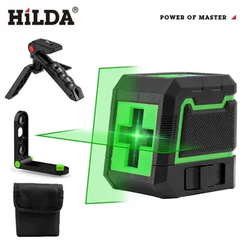 HILDA 2 line laser level self-leveling horizontal and vertical cross super strong green laser beam line