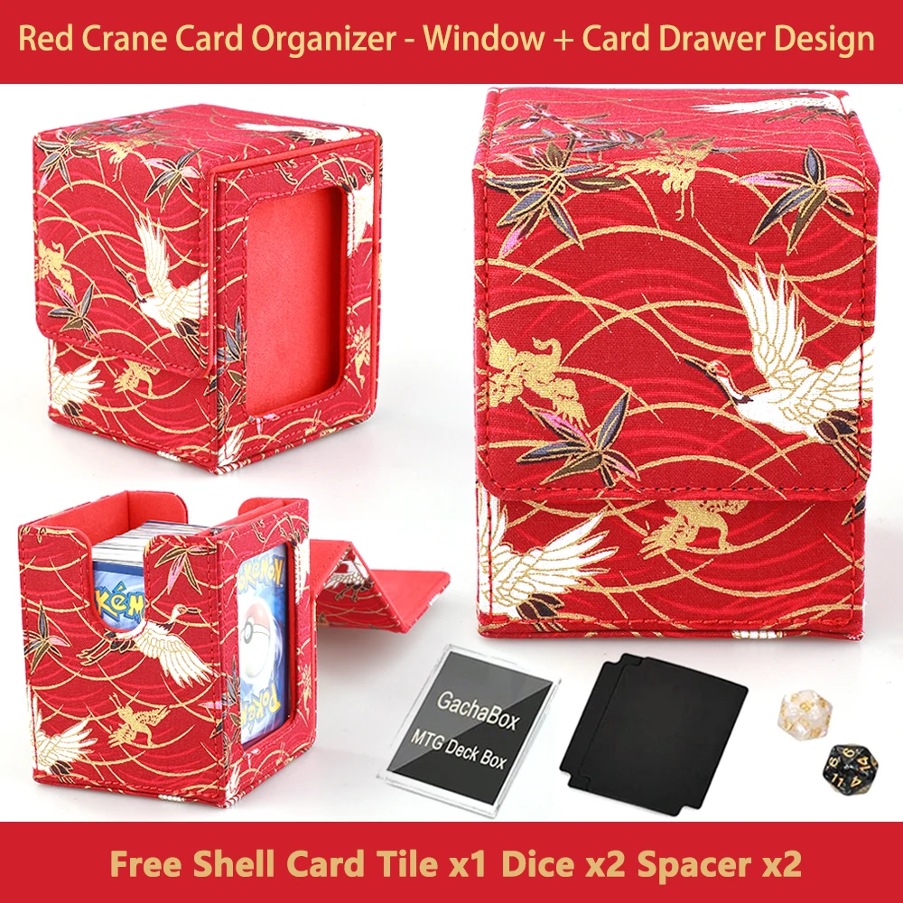 100+ Wabi-sabi Hot Gold Brocade MTG Commander Windowed Card Organizer YGO Tabletop Games Gift 35tp Shell Card Tile Spacer & Dice