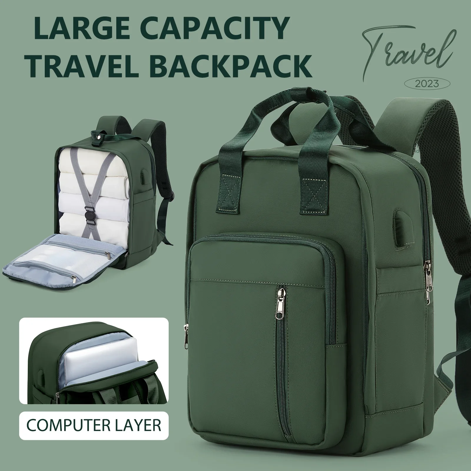 Shoulder bag for women 2024, new school bag for college students, outdoor travel backpack, large capacity computer bag for men