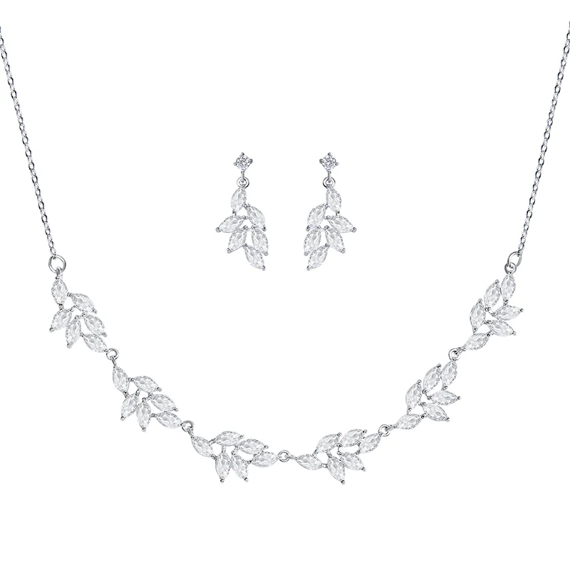 YYSuniee Plated Zirconia Set Necklace and Earrings Two-Piece Set New Wedding Accessories Bridal Necklace and Earrings Decorative