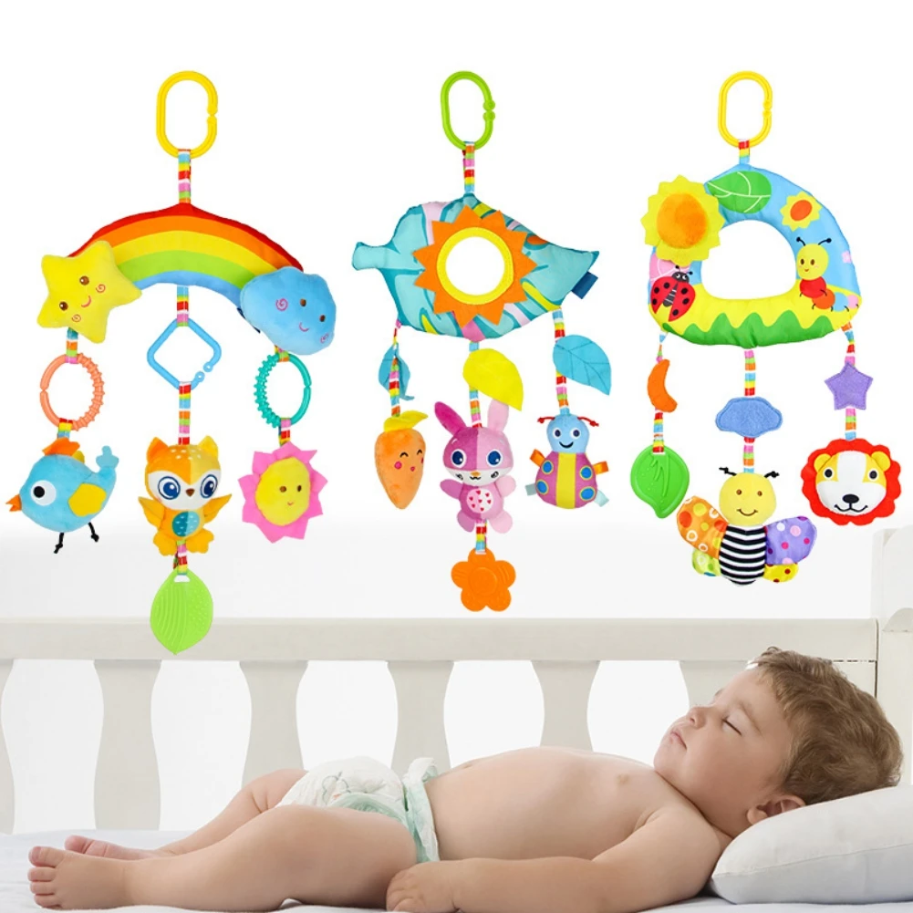 

Newborn Crib Hanging Rattle Toys Holder Bracket Cartoon Baby Baby Bed Ringing Tone Toy Infant Girls Boys Stroller Accessories