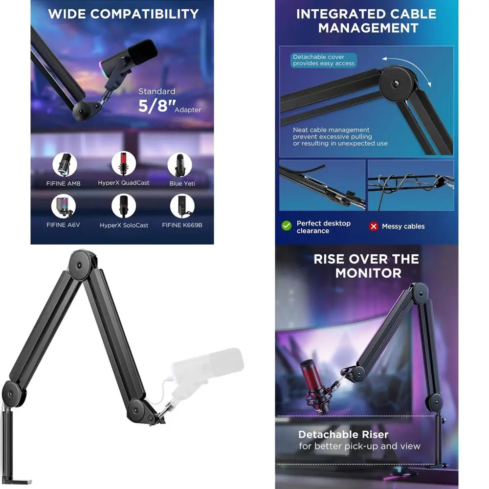 

Boom Arm Microphone Stand Cable Organizer - Blue HyperX SoloCast, AT2020, SM7B, MV7
