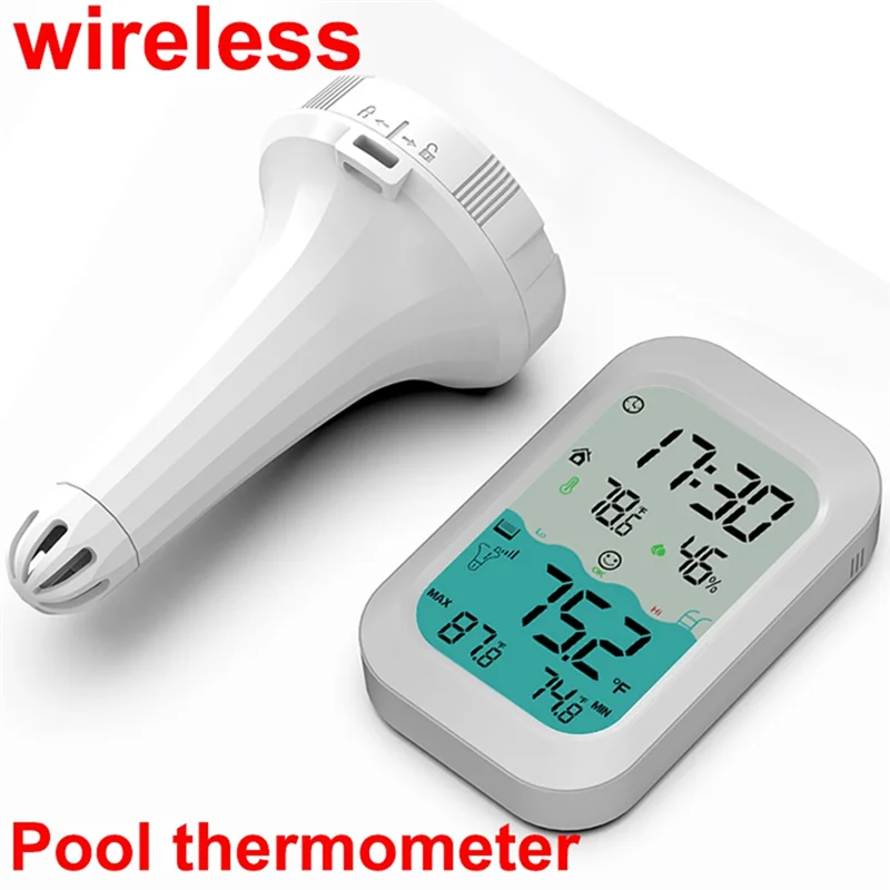 

A74E-Wireless Pool Thermometer -20-60°C Easy To Read For Bath Water Spas Aquariums 500 Feet Floating Pool Thermometer