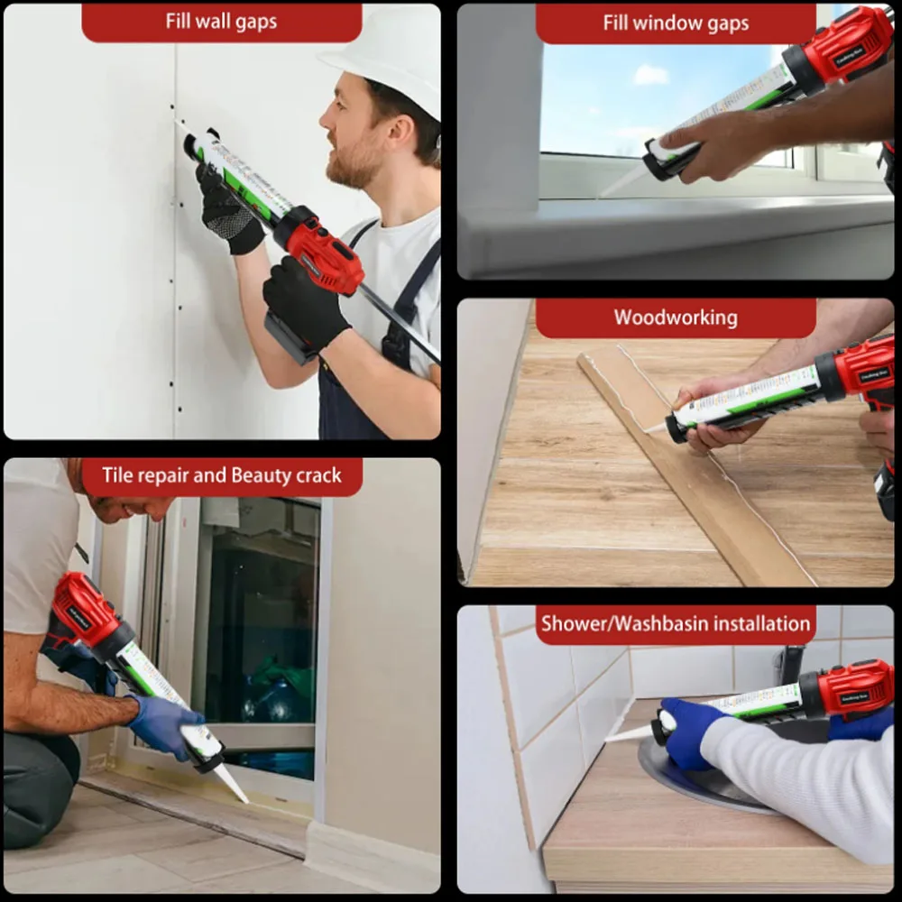 Cordless Caulking Gun Electric Silicone Gun 4 Adjustable Speed With LED Light Adhesive Gun Glass Caulking Gun For Makita Battery