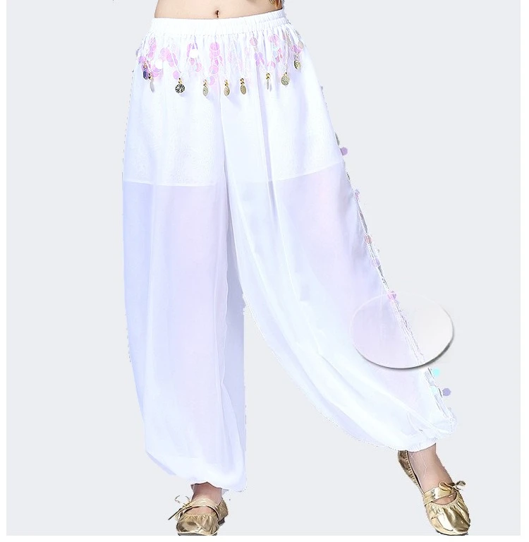 Belly Dance Pants Split Wide Leg Dance Pants Sequin Pants Dance Indian Dance Lantern Pants Xinjiang Dance Performance Costumes