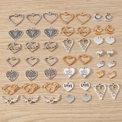 20pcs 14x16mm Cute Gold Silver Color Alloy Love Heart Charms Pendants for Jewelry Making Earrings Necklaces Bracelets DIY Gifts